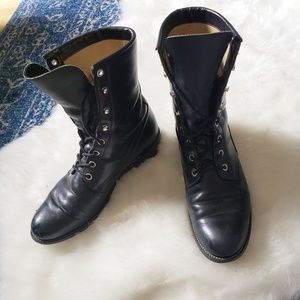 Women's black combat boots